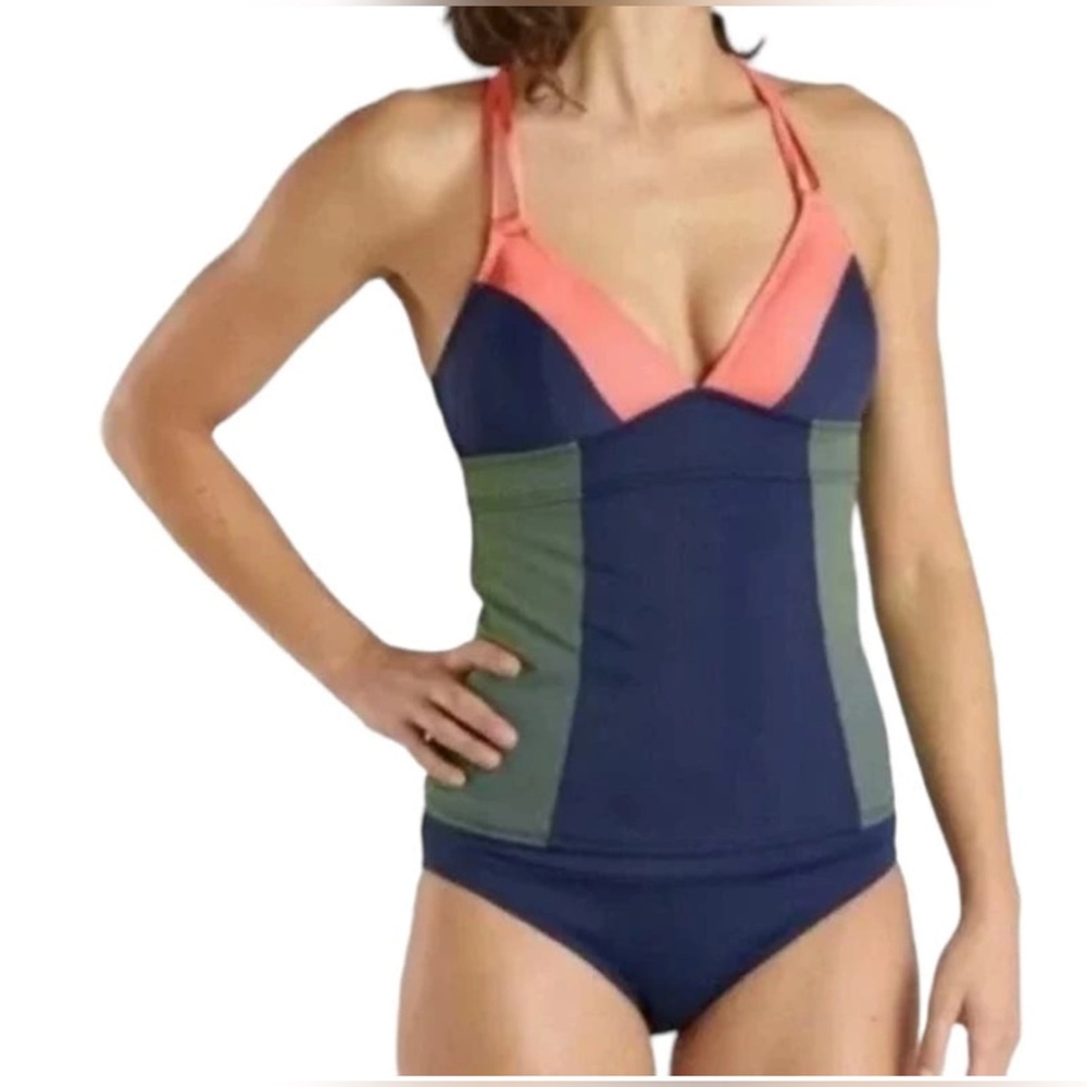 Title Nine Kuapapa Color Block Tankini Racerback Swim Suit Top - S